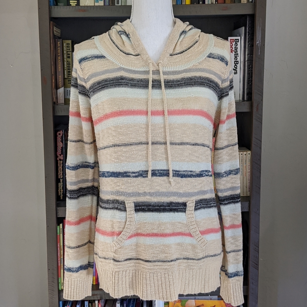 Striped Light weight Hooded Sweater SZ M